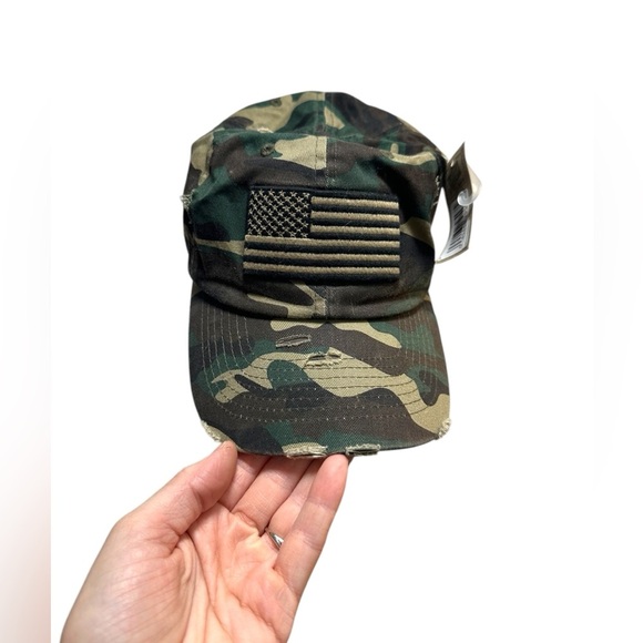 NWT Kbethos green and Tan Camo American Flag Cap - Picture 2 of 4